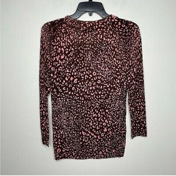 J CREW Tippi Pink Leopard Print Merino Wool Sweater - Picture 6 of 7